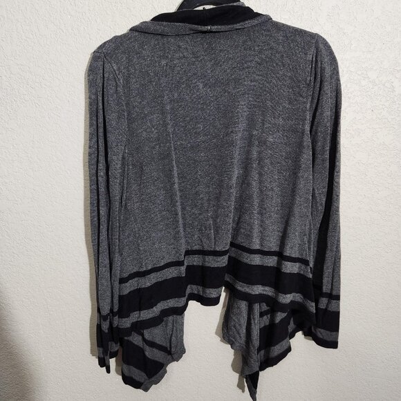 United States Cardigan Sweater Womens XL Gray Black Waterfall Striped Knit - Picture 4 of 10